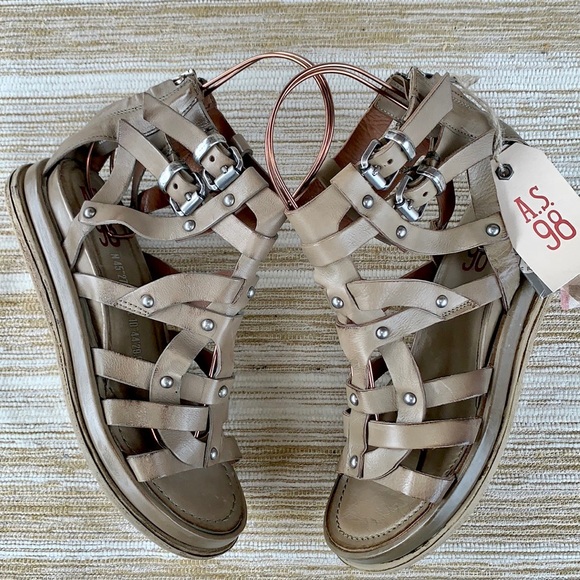 A.S.98 AS98 Payne NEW Gladiator Strappy Ankle Buckle Zip Wedge Platform Sandals - Picture 4 of 13